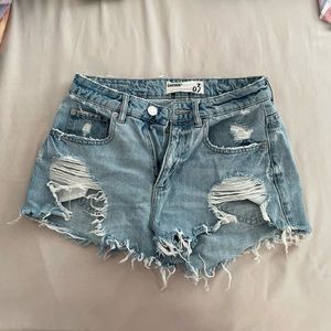 Garage light wash denim shorts